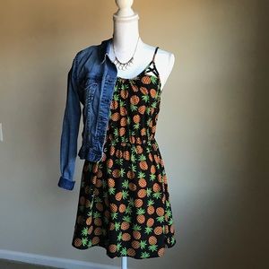 🍍 Mine Summer Black Pineapple Flirty Sun Dress